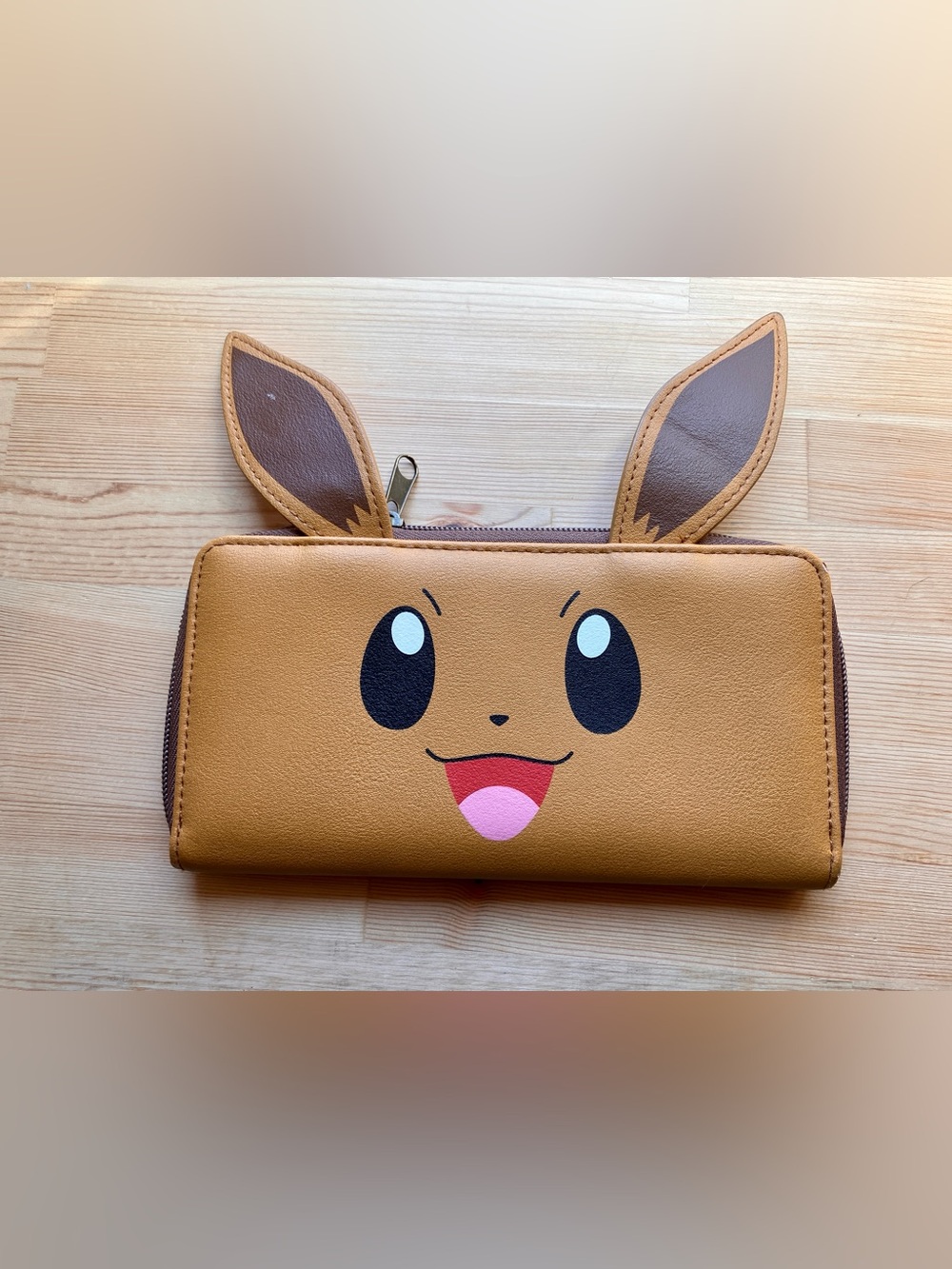 Eevee Face Zip Wallet with Ear Detail - Tan